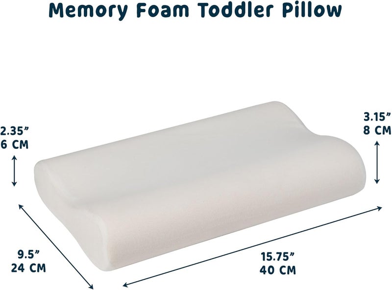 Tiny Twinkle Toddler Pillow with Fitted Pillowcase | Ergonomic Shape with Resilient, Cloud-Like Memory Foam for Comfortable Sleeping - Kids Travel Pillows (Ice Blue) - Image 3